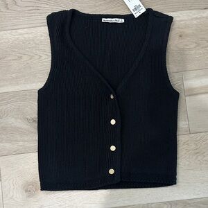Abercrombie & Fitch Black Sleeveless Knit Top